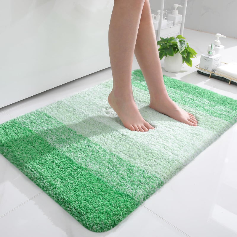 OLANLY Bathroom Rugs Mat 36x24 Extra Soft Absorbent Microfiber Bath Rugs Rubber Backing Quick Dry Machine Washable Bath Mats for Bathroom Floor Tub and Shower Home Decor Accessories Green