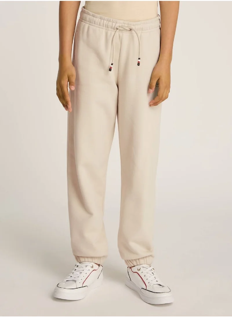 TOMMY HILFIGER Kids' Logo Sweatpants - Cotton, Beige