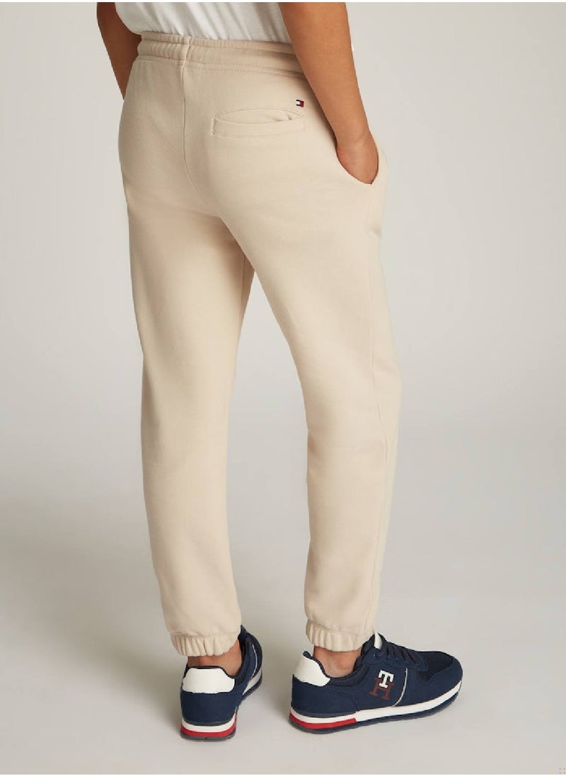 TOMMY HILFIGER Kids' Logo Sweatpants - Cotton, Beige  - Image 2