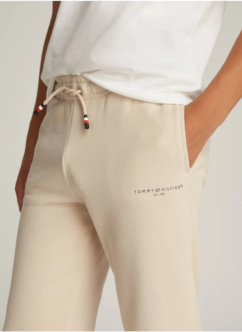 TOMMY HILFIGER Kids' Logo Sweatpants - Cotton, Beige