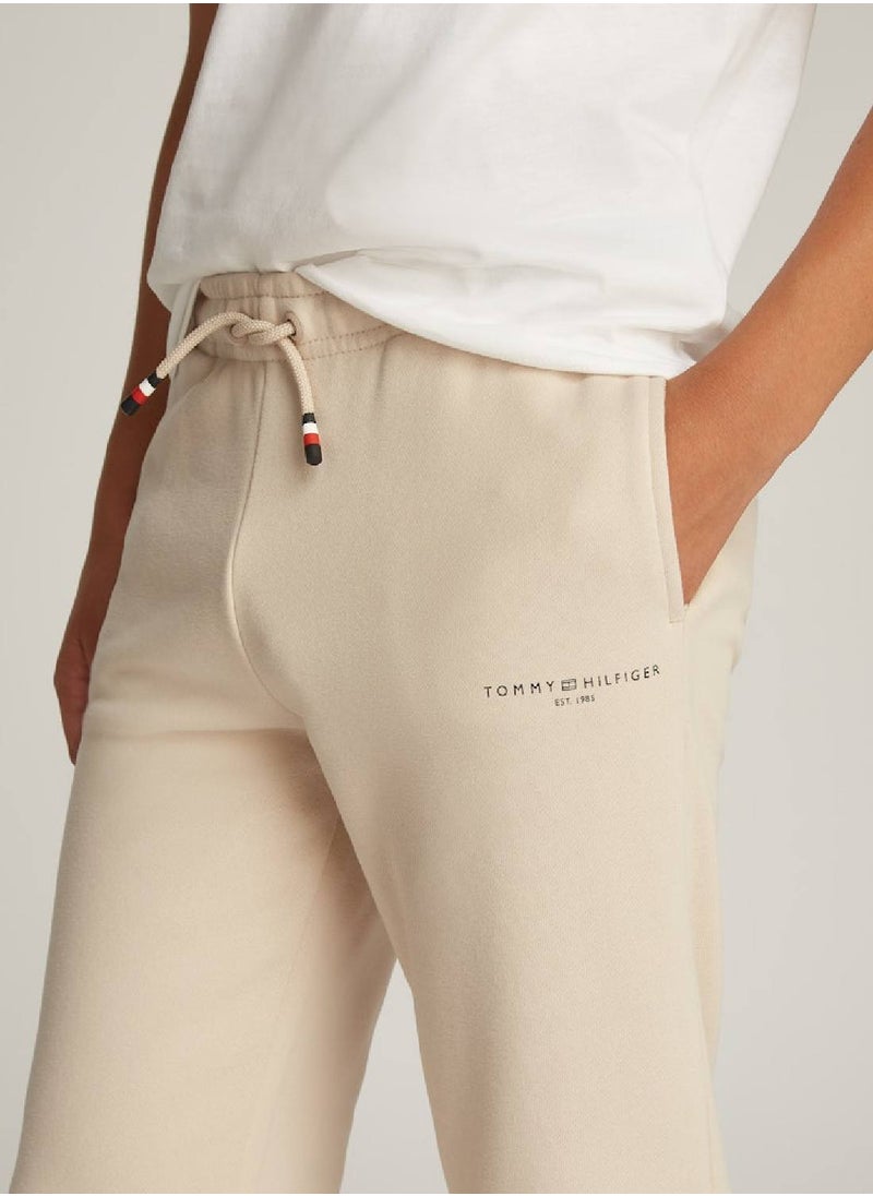 TOMMY HILFIGER Kids' Logo Sweatpants - Cotton, Beige  - Image 3