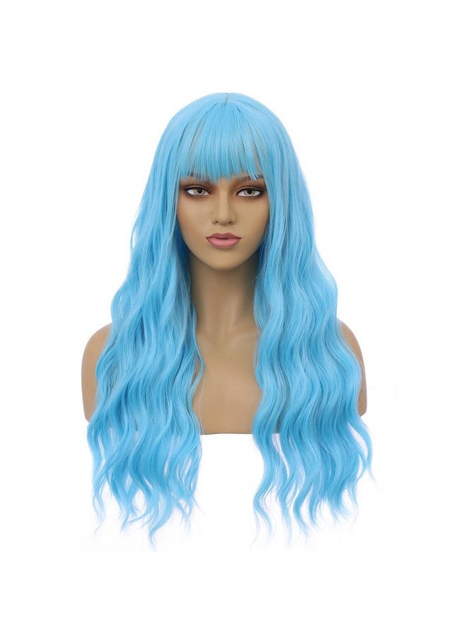 BERON شعر مستعار طويل مجعد للنساء والفتيات بطول 23 بوصة من مزيج الألوان الاصطناعية الرائعة مع شبكة شعر أنيقة متضمنة (أزرق سماوي) - Image 1