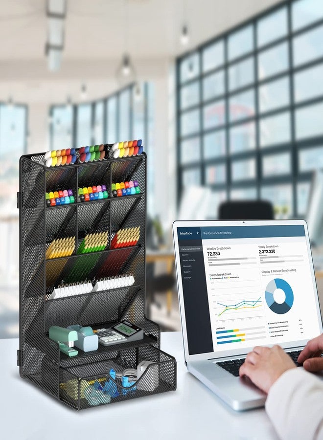 BOHDK Pen Organizer for Desk, Multi-Functional Desk Organizer, Hanging Wall Pen Holder with Drawer for School, Office, Home, Art Supplies, Black - Image 5