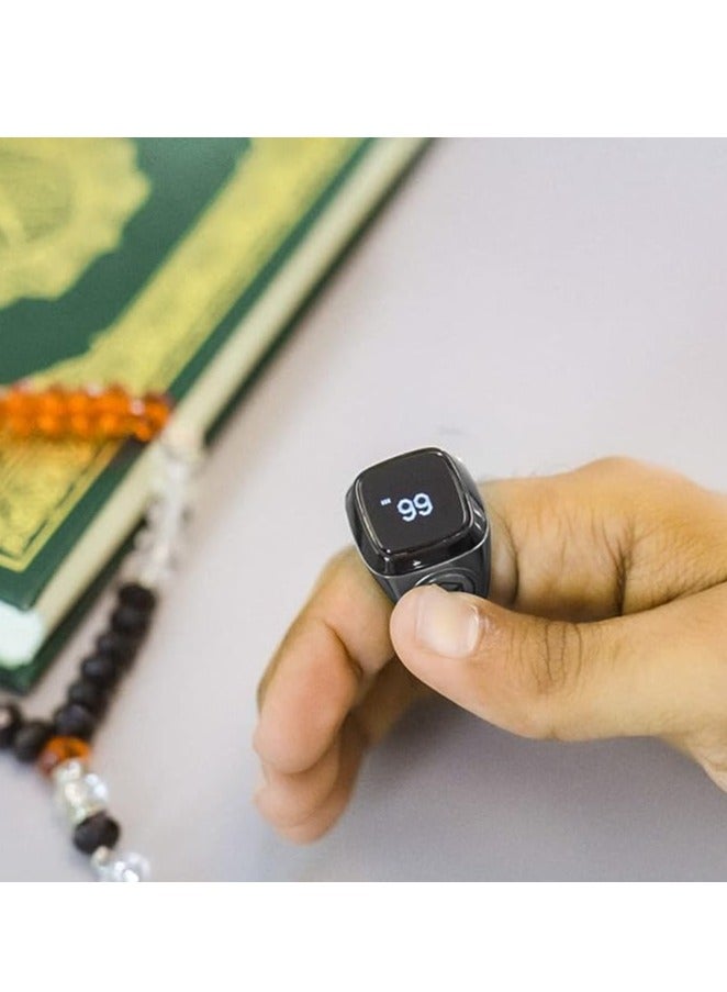iQIBLA Smart Tasbih Zikr Aluminium Ring - Black - 18mm - Image 3
