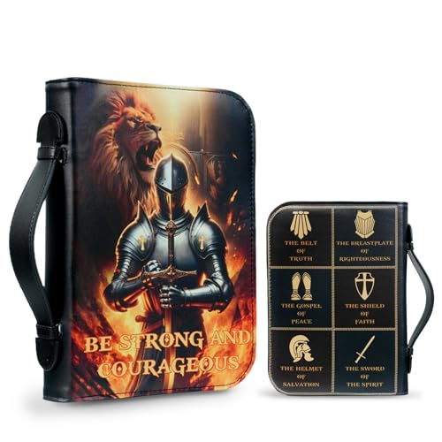 IELCJJ Personalized Knight Bible Cover for Women Men - Faith Scripture Study Bible Carrier Case Bag Accessories Supplies - Religious Bible Pattern Leather Organizer - Christian Pastor Appreciation Gifts - Image 1