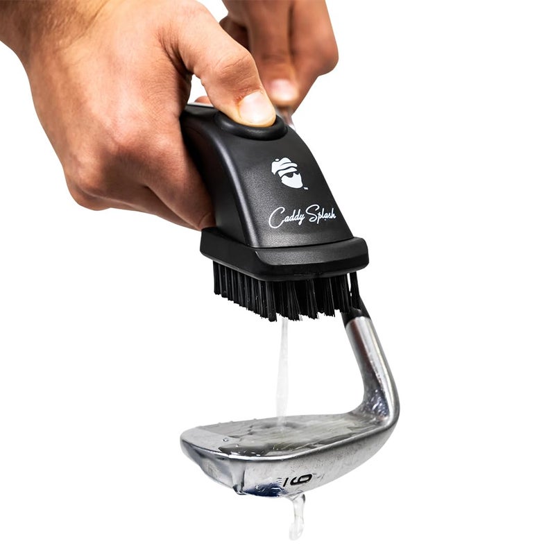 Caddy Splash Golf Club Brush Pro with Water- Heavy Duty Retractable Clip- Push Button for Easy Cleaning- Nylon Bristles- Holds 4 Oz- Golf Accessories for Men- Best Golf Gift - USA Company (Black) - Image 1