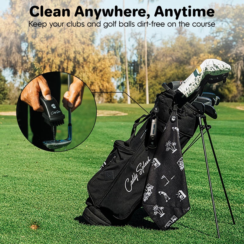 Caddy Splash Golf Club Brush Pro with Water- Heavy Duty Retractable Clip- Push Button for Easy Cleaning- Nylon Bristles- Holds 4 Oz- Golf Accessories for Men- Best Golf Gift - USA Company (Black) - Image 4