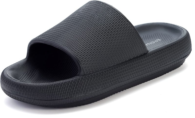 BRONAX Pillow Slippers for Women and Men | House Slides Shower Sandals | Cushioned Thick Sole 46-47 Black - Image 1