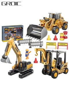GROIC Construction Vehicles Truck Toys,Excavator Digger Bulldozer Forklift Toys,Construction Trucks Toy Set for Kids  - Image 1