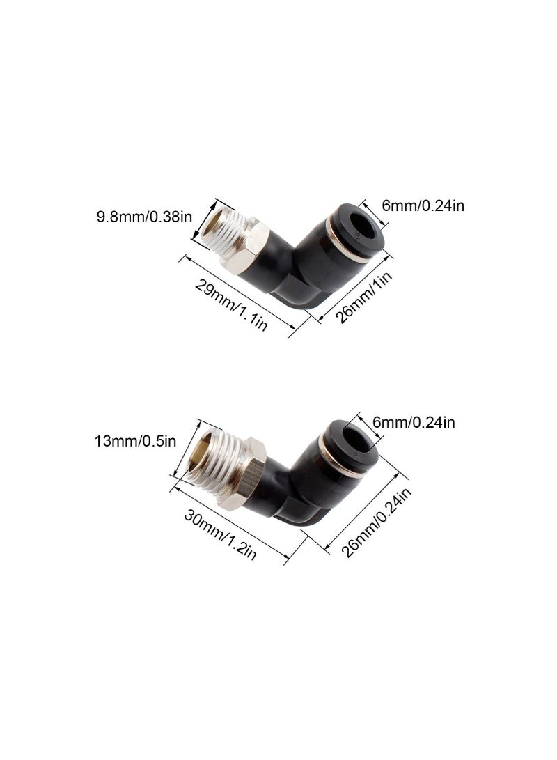 Pneumatic Connectors Two Different Models of (6MM × 1/4" and 6MM × 1/8") Male Thread Quick Fittings Black Air Fittings Adapter for Trachea and Automation Equipment Can be Used for DIY Tools (4 Pcs) - Image 5
