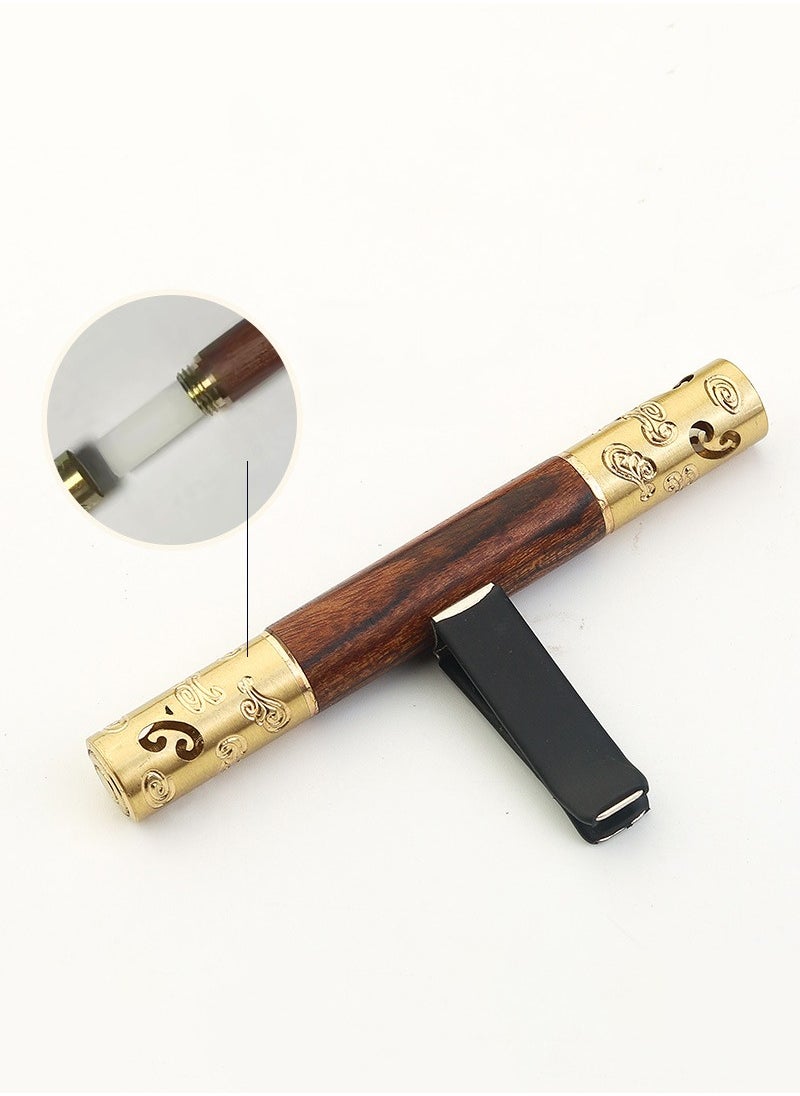 Generic - Car perfume,Air Freshener Car Clips,Solid Wood and Brass Car Vent Aromatherapy Clips,Car Diffuser Vent Clips,Cylindrical Essential Oil Car Aromatherapy Clips with 2 Aromatherapy Sticks,Brown - Image 1