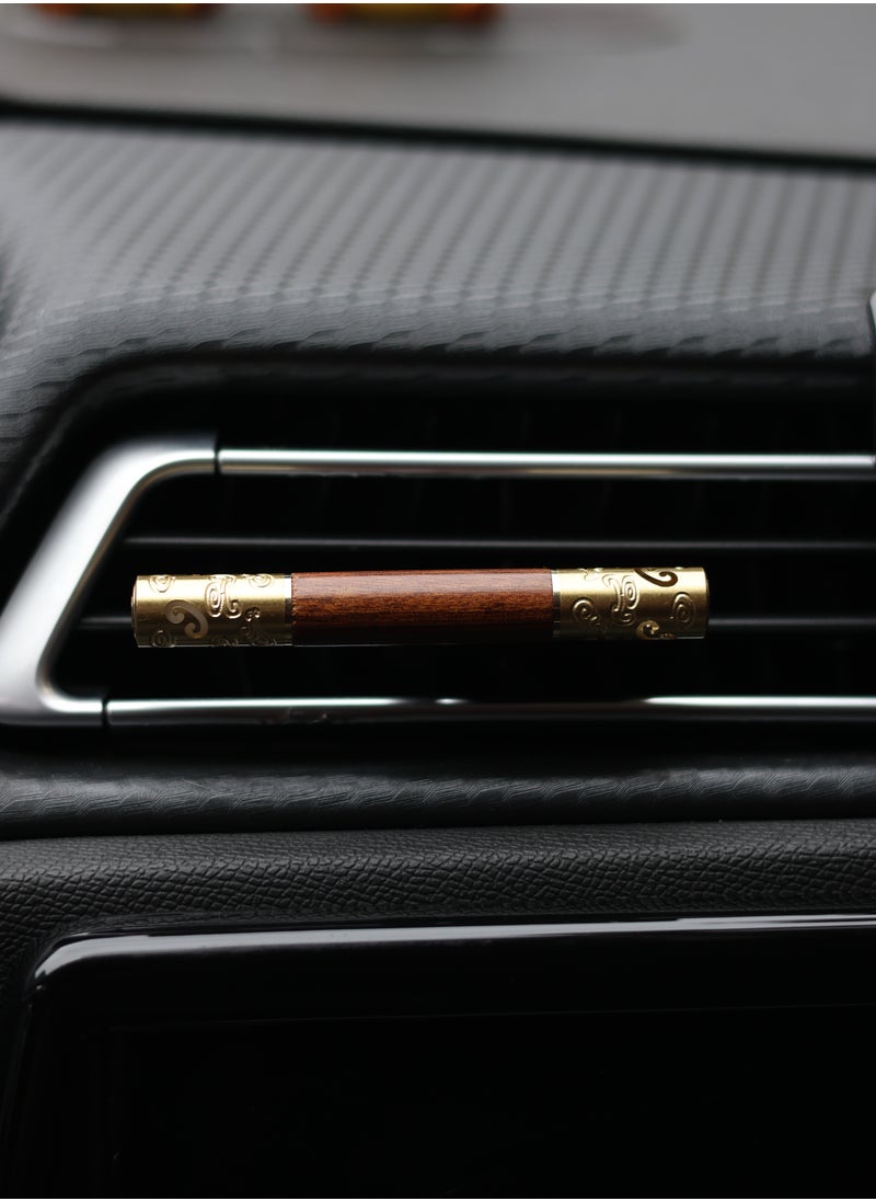 Generic - Car perfume,Air Freshener Car Clips,Solid Wood and Brass Car Vent Aromatherapy Clips,Car Diffuser Vent Clips,Cylindrical Essential Oil Car Aromatherapy Clips with 2 Aromatherapy Sticks,Brown - Image 1