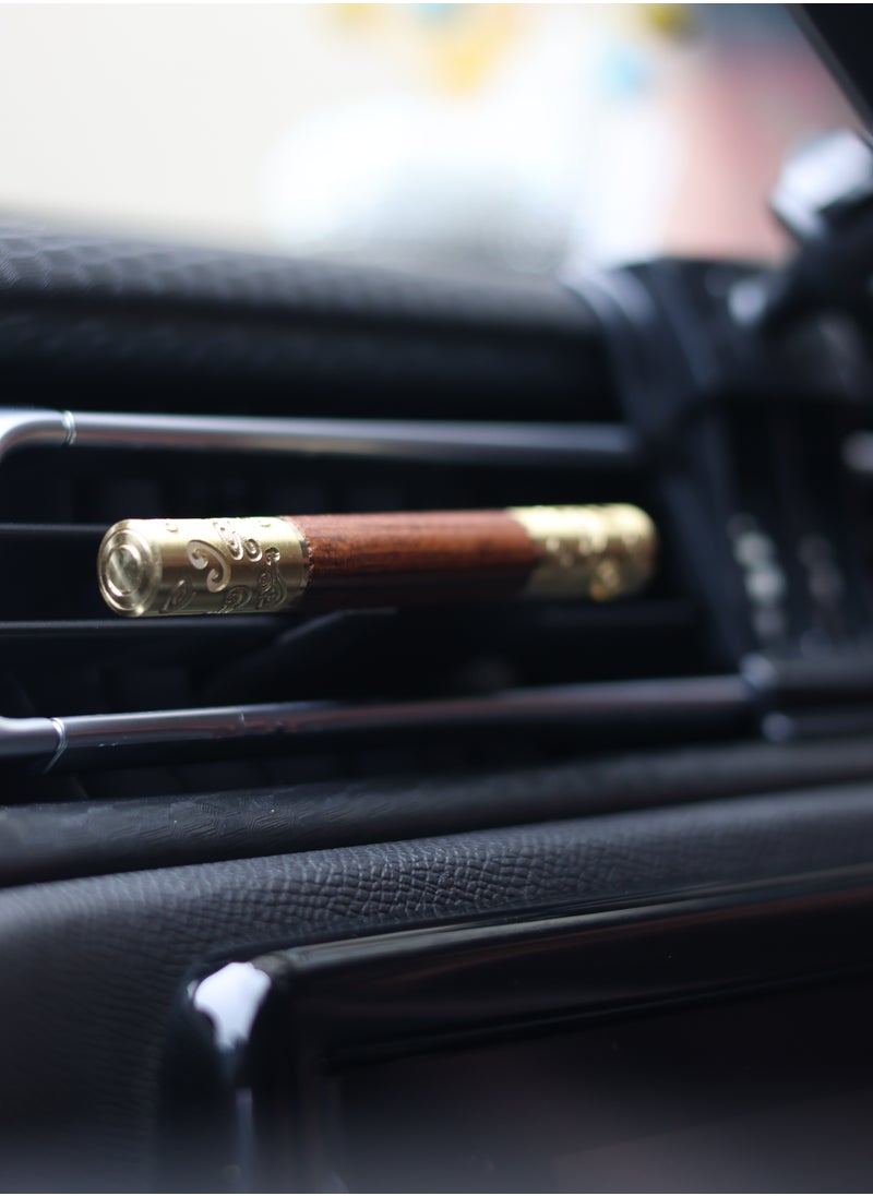 Generic - Car perfume,Air Freshener Car Clips,Solid Wood and Brass Car Vent Aromatherapy Clips,Car Diffuser Vent Clips,Cylindrical Essential Oil Car Aromatherapy Clips with 2 Aromatherapy Sticks,Brown - Image 1
