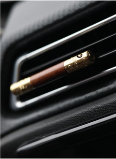 Car perfume,Air Freshener Car Clips,Solid Wood and Brass Car Vent Aromatherapy Clips,Car Diffuser Vent Clips,Cylindrical Essential Oil Car Aromatherapy Clips with 2 Aromatherapy Sticks,Brown