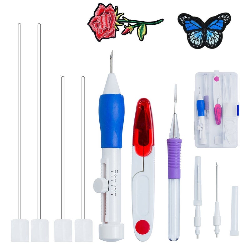 Islmlisa Magic Embroidery Pen Set Punch Needles for Embroidery Threaders DIY Sewing
