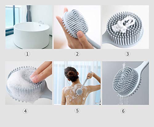 NILKANTH® - Back Scrubber,Bath Body Brush for Exfoliating Silicone Shower Brush Long Handle Massage Improve Your Circulation (Blue) - Image 3