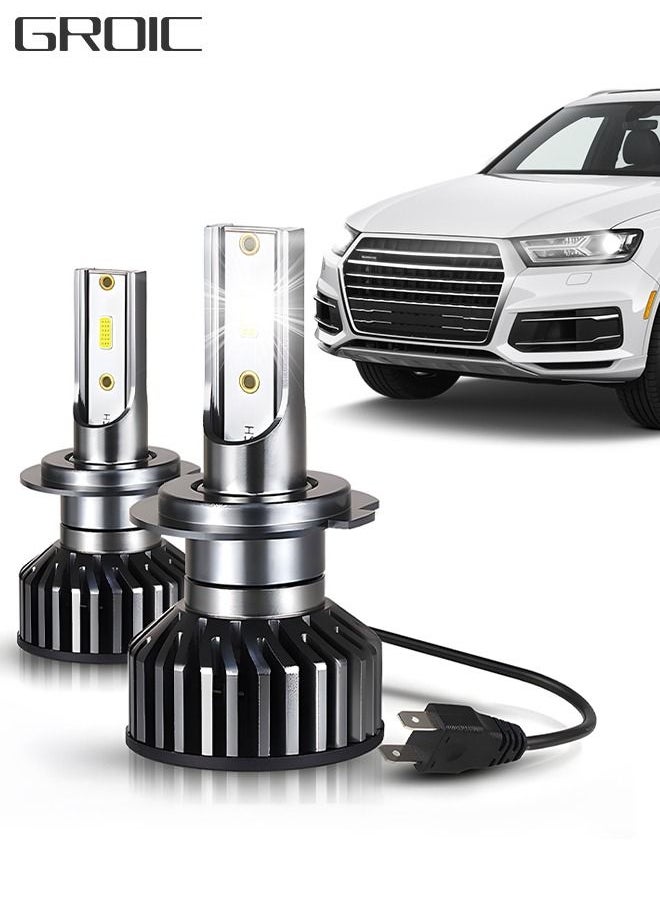 GROIC 2 Pack H7 LED Headlight Bulbs 360° Adjustable High and Low Beam Conversion Kit 6500K Bright White LED Super Bright Replacement Plug-N-Play  - Image 1