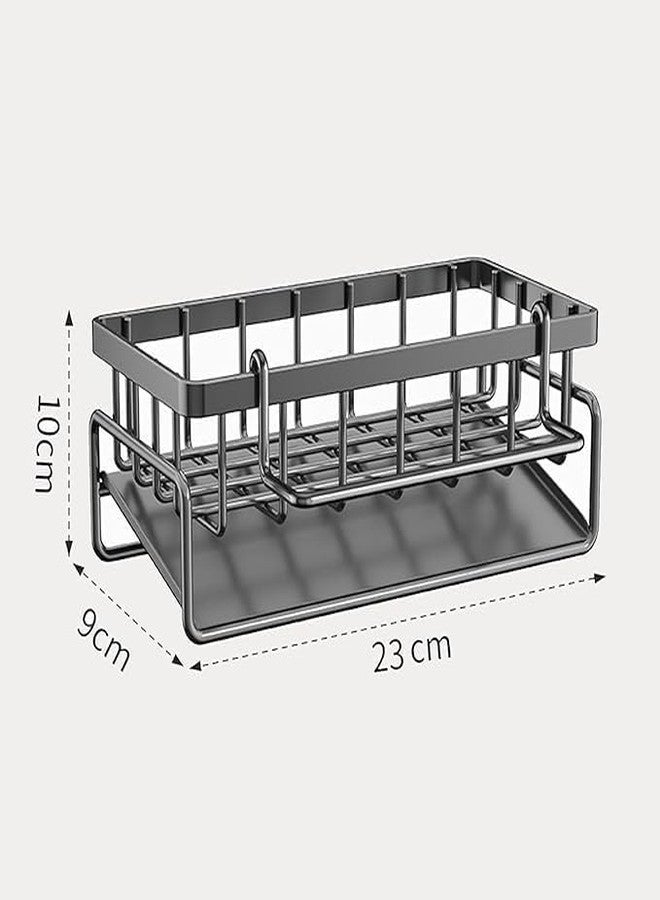 VishBin Metal Sink Organiser, Kitchen Organiser | Self-Draining Drain Tray for Sponge Holder, Towel Holder, Dish Cloth Holder | Draining Rack Organizer for Sponges, Brushes, and Soap - Image 2