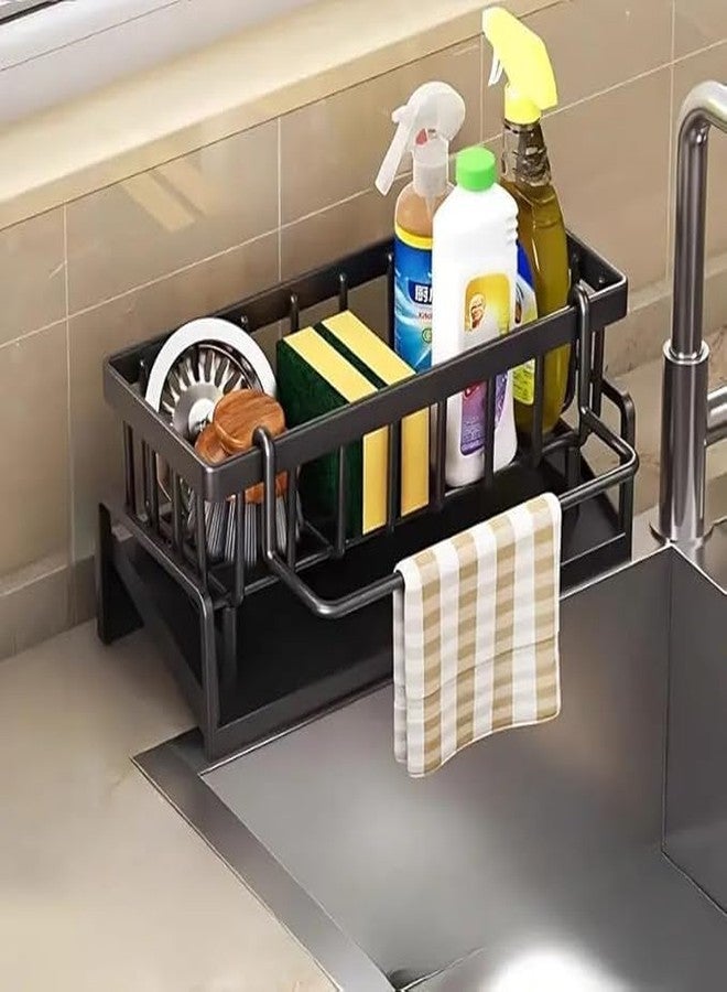 VishBin Metal Sink Organiser, Kitchen Organiser | Self-Draining Drain Tray for Sponge Holder, Towel Holder, Dish Cloth Holder | Draining Rack Organizer for Sponges, Brushes, and Soap - Image 1
