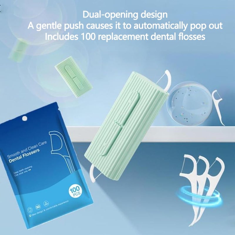 ZIBUYU® Portable Dental Floss Dispenser Case with 100 Refills Green Floss Holder for Travel, Holds 10 Reusable Picks, Compact & Hygienic for Teeth Cleaning On The Go - Image 5