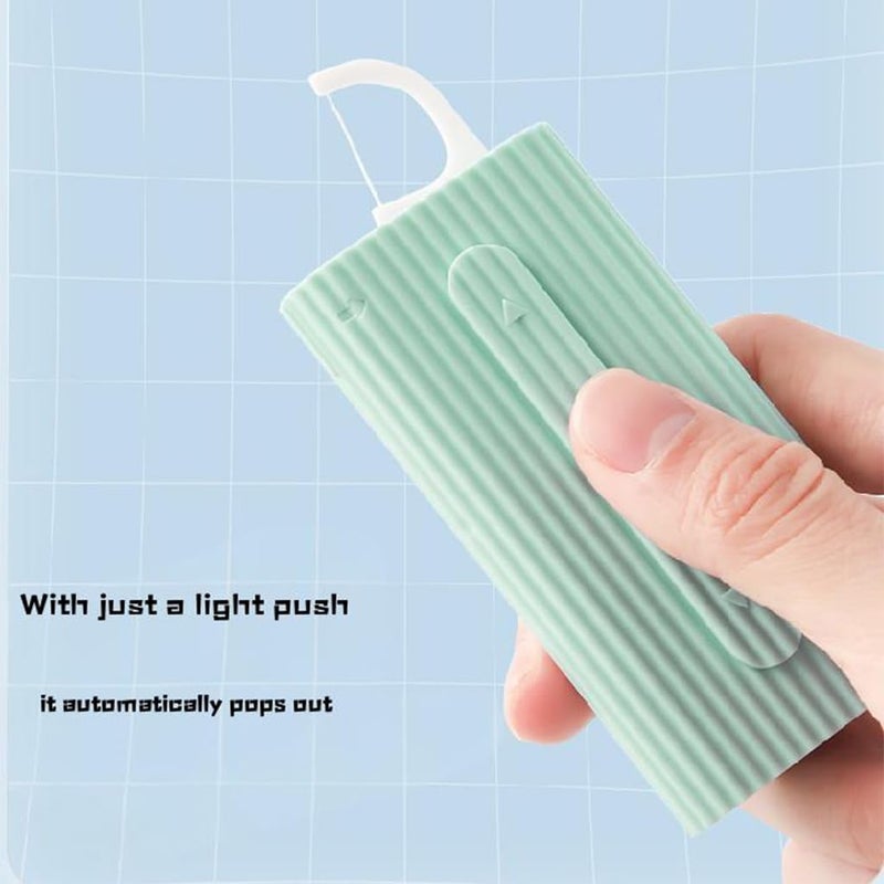 ZIBUYU® Portable Dental Floss Dispenser Case with 100 Refills Green Floss Holder for Travel, Holds 10 Reusable Picks, Compact & Hygienic for Teeth Cleaning On The Go - Image 3