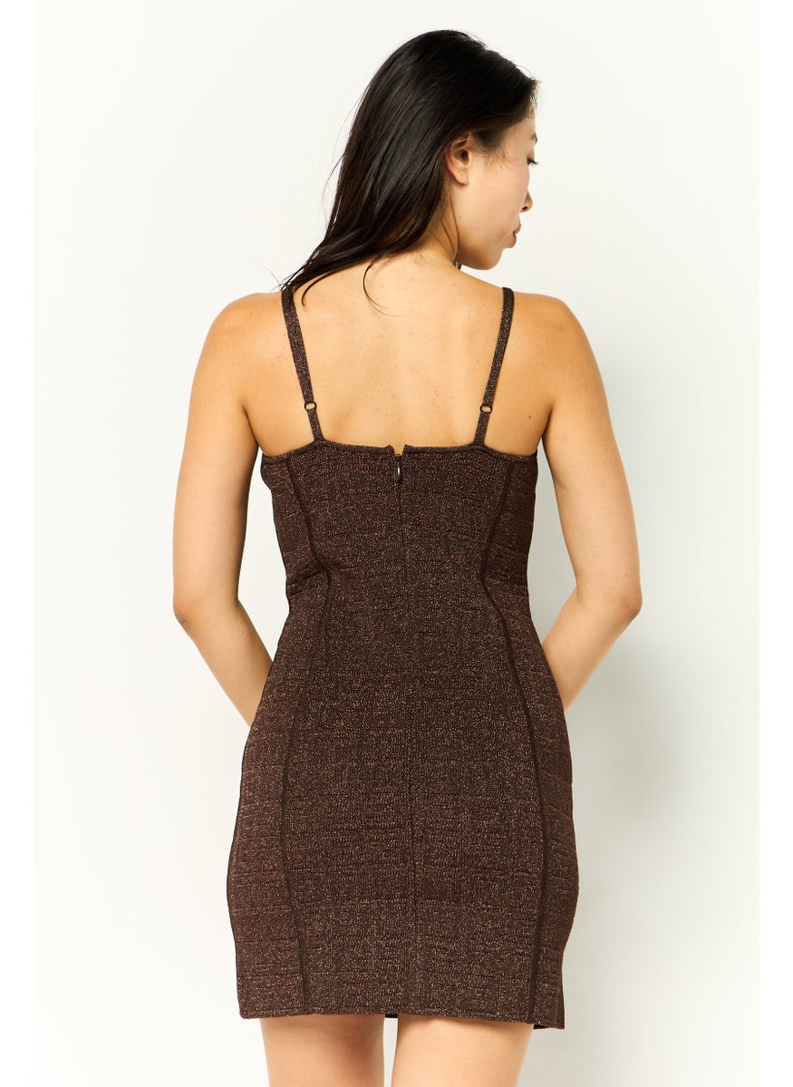 GIVENCHY Women Metallic Print Mini Dress, Bronze  - Image 3