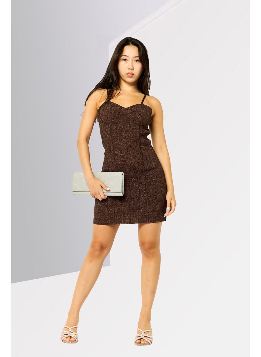 GIVENCHY Women Metallic Print Mini Dress, Bronze  - Image 2