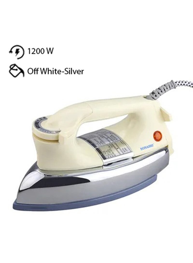 SONASHI 2-Piece Heavy Iron - Grey Ceramic Coated Soleplate | Overheat Safety Protection With Easy Temperature Settings | Heavy Iron Box Suitable for All Fabrics 2 kg 1200 W SHI-6012 + SHI-6012 Off White/Silver - Image 2