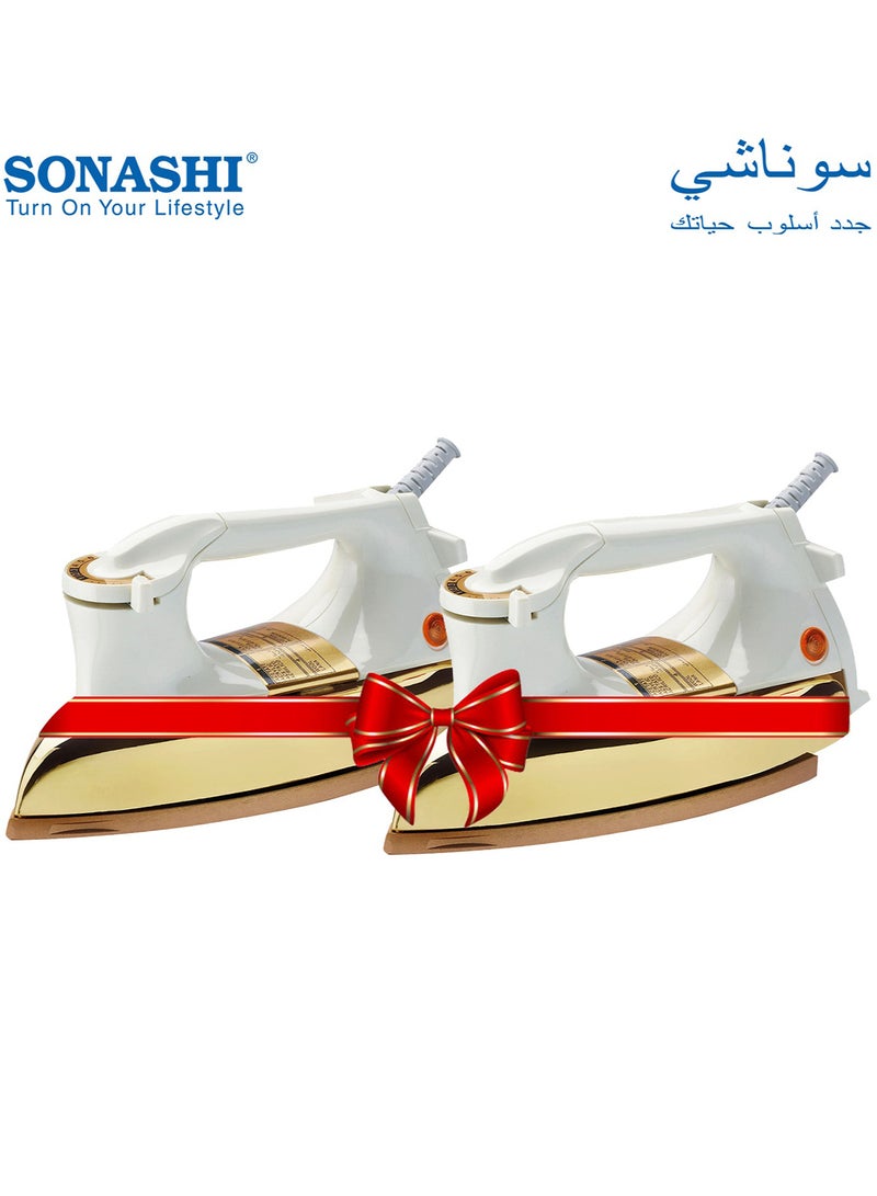 SONASHI 2-Piece Heavy Iron - Grey Ceramic Coated Soleplate | Overheat Safety Protection With Easy Temperature Settings | Heavy Iron Box Suitable for All Fabrics 2 kg 1200 W SHI-6012 + SHI-6012 Off White/Silver - Image 1