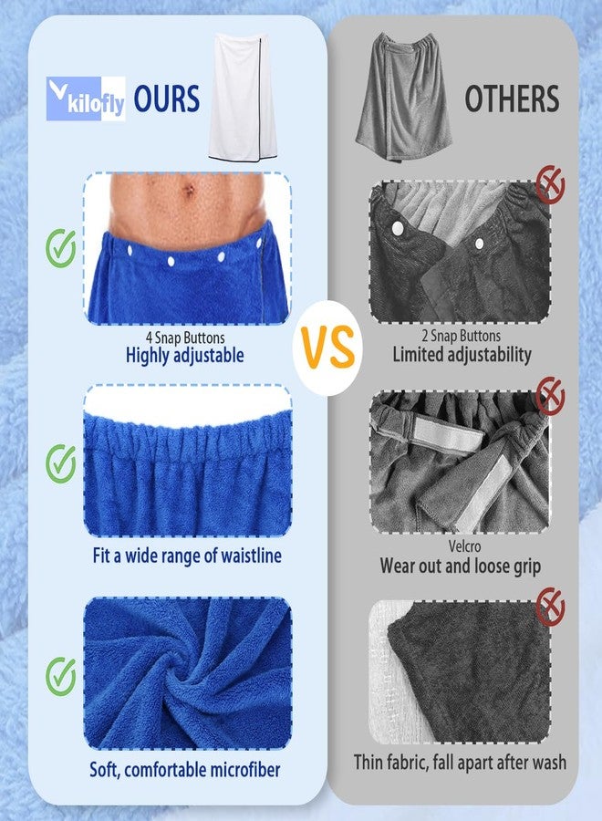 kilofly 1pc Men's Adjustable Shower Wrap Bath Towel with Snap Closure 26 x 54 inch - Image 4