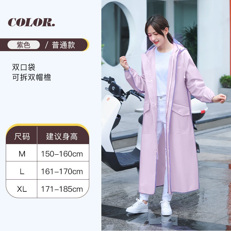 Generic Non-disposable eva raincoat female electric car battery car special raincoat conjoined adult full body poncho wholesale Purple-Regular
