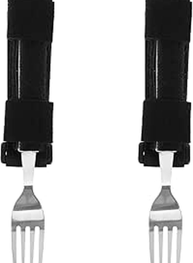 2Pcs Adaptive Eating Utensils Fork Holder with Universal Strap for Hand Tremor and Arthritis Assistance - Image 1