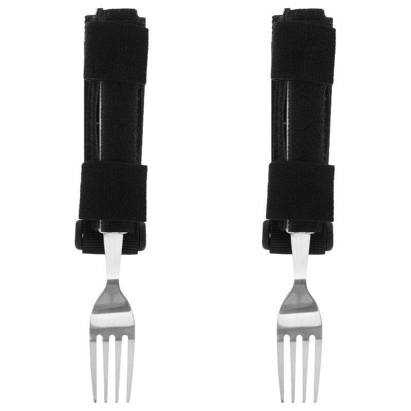 2Pcs Adaptive Eating Utensils Fork Holder with Universal Strap for Hand Tremor and Arthritis Assistance - Image 2