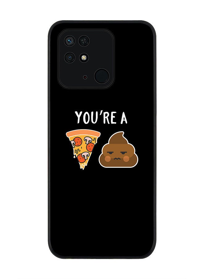 Stylizedd Rugged Black edge case for Redmi 10C 4G  Slim fit Soft Case Flexible Rubber Edges Anti Drop TPU Gel Thin Cover - You a pizza shit - Image 1