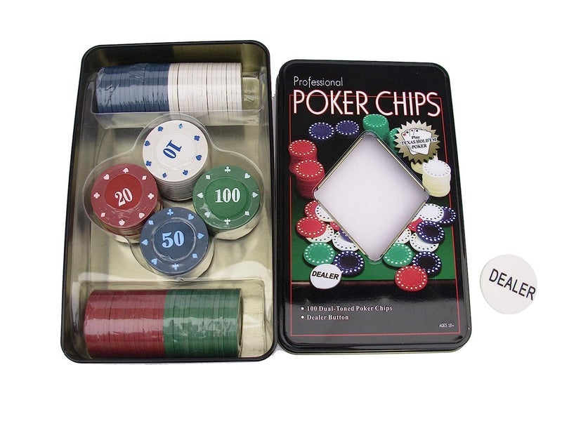 Gambit Goods طقم ألعاب البوكر العائلي الفاخر 100 قطعة مع صندوق، زر الموزع - رموز ملونة بأسلوب كازينو متميز للبالغين - مثالي للألعاب المتعددة الكلاسيكية - Image 3
