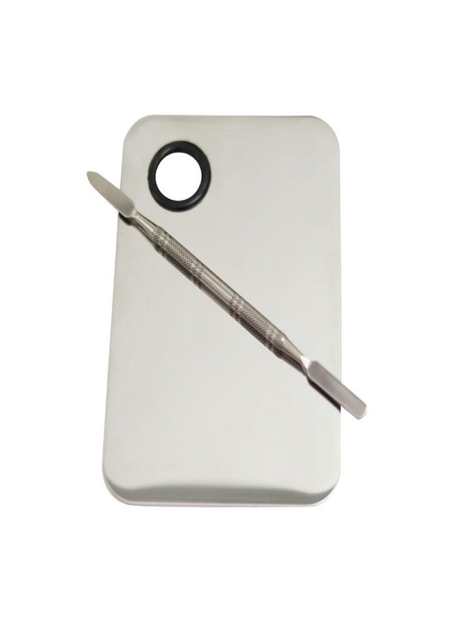 Veoni Belle Stainless Steel Makeup Mixing Blending Palette with Spatula 2 Pieces in 1 Set - Image 3