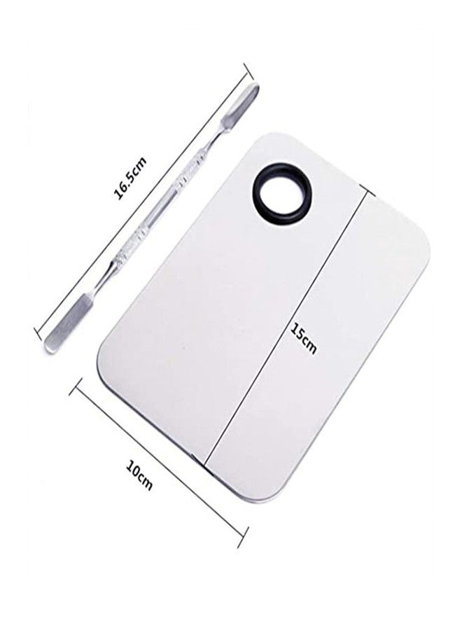 Veoni Belle Stainless Steel Makeup Mixing Blending Palette with Spatula 2 Pieces in 1 Set - Image 4