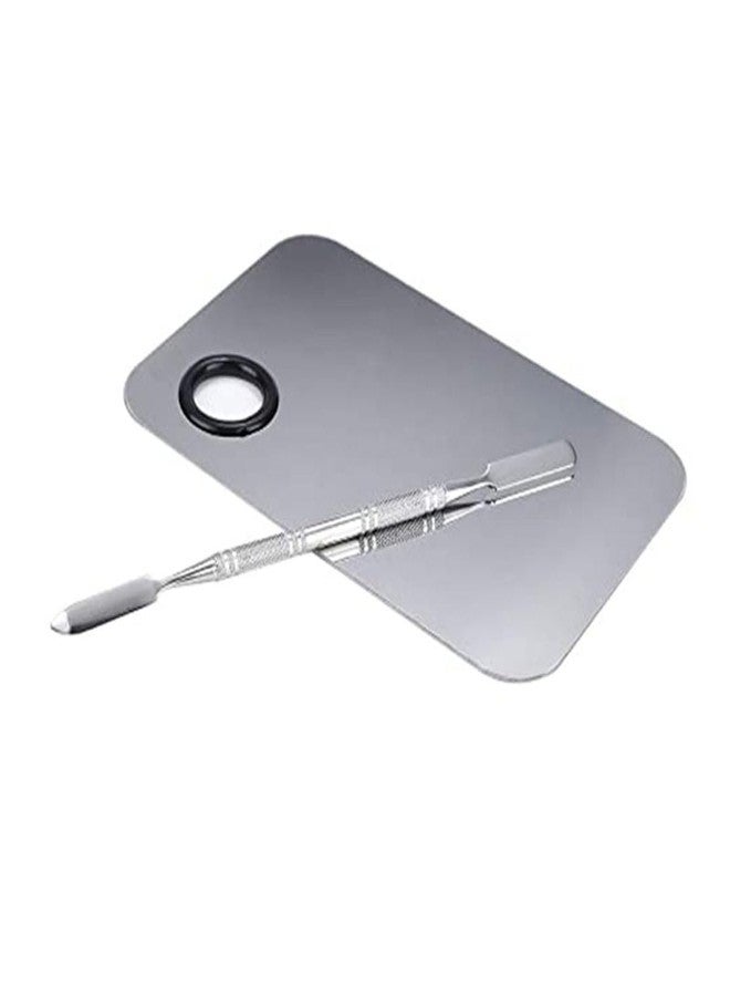 Veoni Belle Stainless Steel Makeup Mixing Blending Palette with Spatula 2 Pieces in 1 Set - Image 5