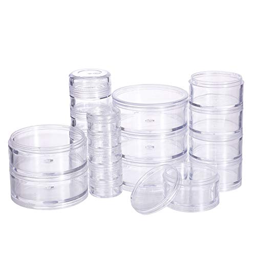 BENECREAT Mixed Size Stackable Round Plastic Containers 4 Column(5 Layer/Column) Bead Storage Jars for Beads, Buttons, Crafts and Small Jewelry Findings - Image 1