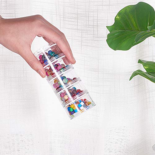 BENECREAT Mixed Size Stackable Round Plastic Containers 4 Column(5 Layer/Column) Bead Storage Jars for Beads, Buttons, Crafts and Small Jewelry Findings - Image 5
