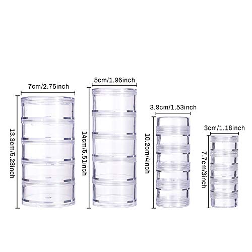 BENECREAT Mixed Size Stackable Round Plastic Containers 4 Column(5 Layer/Column) Bead Storage Jars for Beads, Buttons, Crafts and Small Jewelry Findings - Image 2