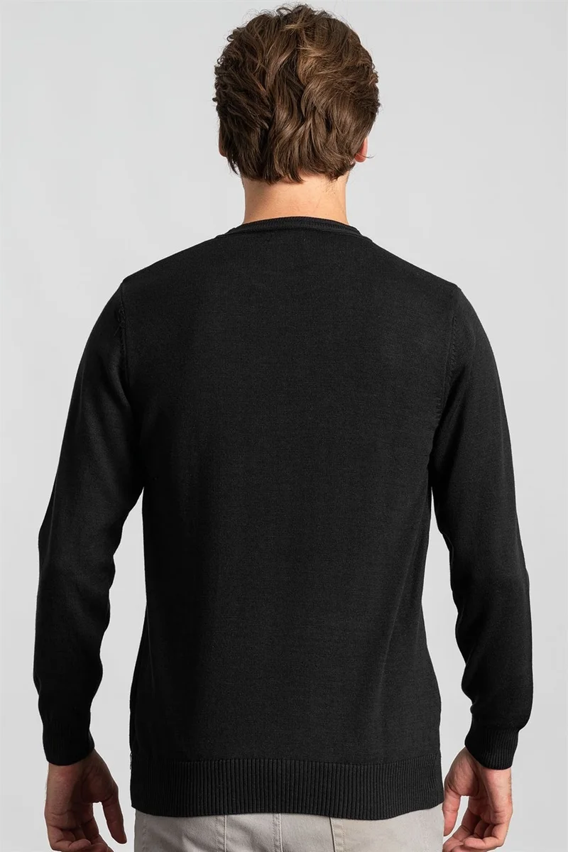 تودورس Slim Fit Narrow Cut Plain Crew Neck Gray Men's Sweater