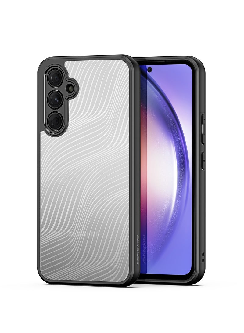 DUX DUCIS Aimo Case Anti-Yellowing Clear [Hard PC Back & Soft TPU Bumper] Shockproof Protective Phone Case Cover compatible with Samsung Galaxy A54 (Black)