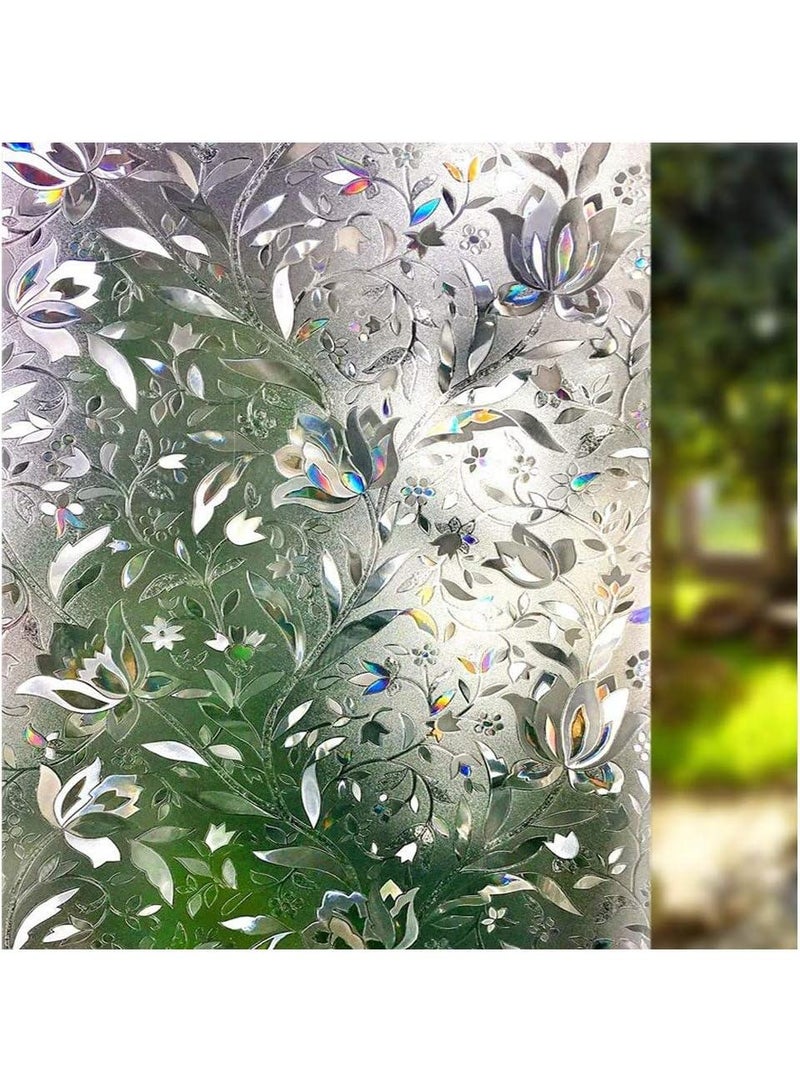 Bluejw 60cm*5M Window Glass Bathroom Kitchen Electrostatic Frosted Sticker Window Film, Decorative Window Privacy Film, 3D Stained Glass Window Sticker,Anti-UV Sun Blocker Heat Control for Home - Image 1