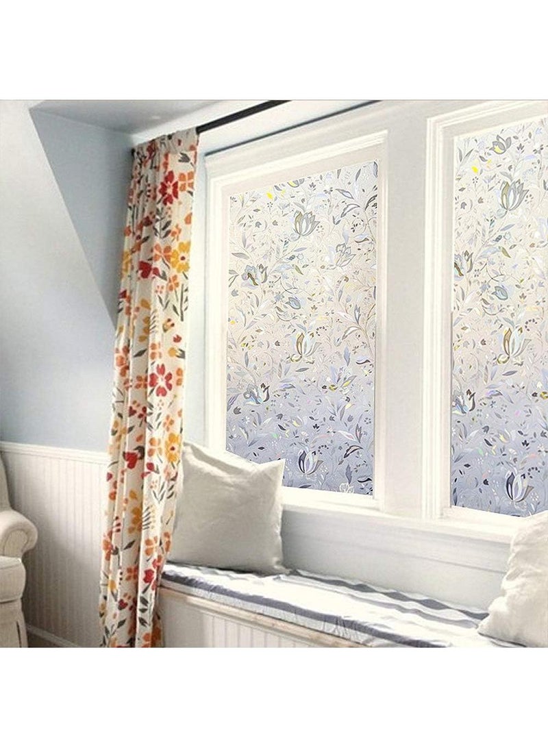 Bluejw 60cm*5M Window Glass Bathroom Kitchen Electrostatic Frosted Sticker Window Film, Decorative Window Privacy Film, 3D Stained Glass Window Sticker,Anti-UV Sun Blocker Heat Control for Home - Image 5