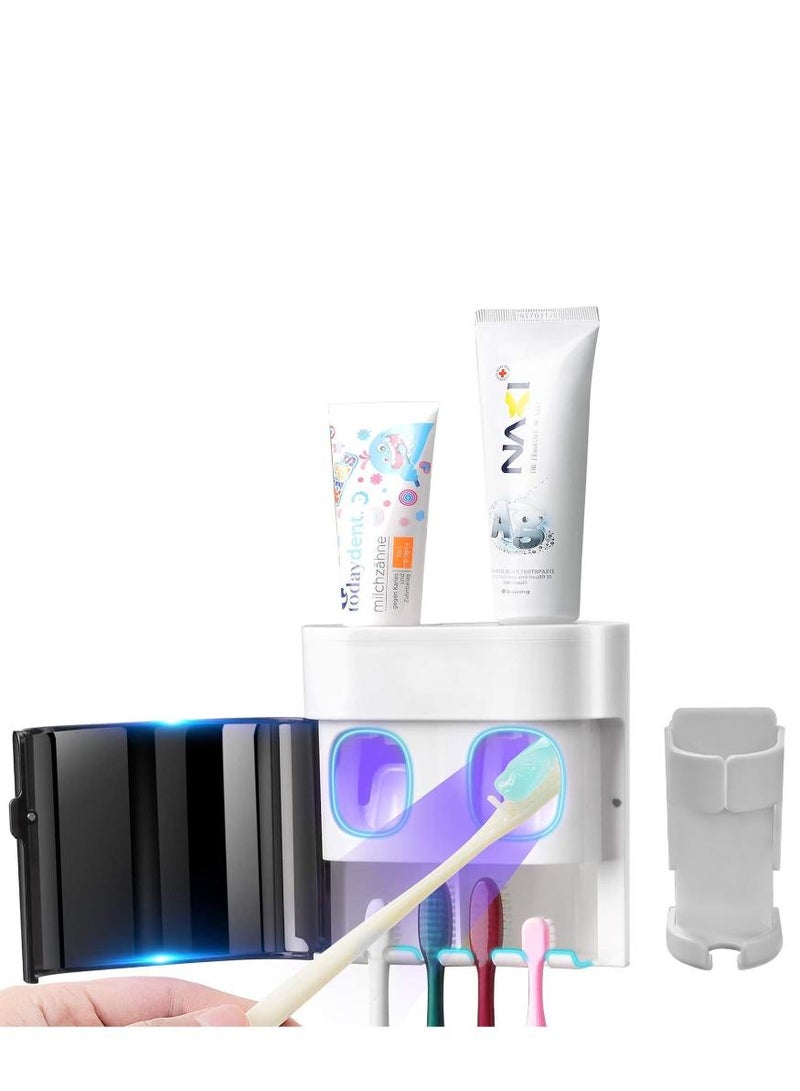Al Kanzi Toothbrush Holder Wall Mounted,Automatic Toothpaste Dispenser Toothbrush Organizer With Dustproof Cover,With 4 Toothbrush Slots, 1 electric toothbrush slot，2 Toothpaste Squeezers(No Drill)  - Image 2