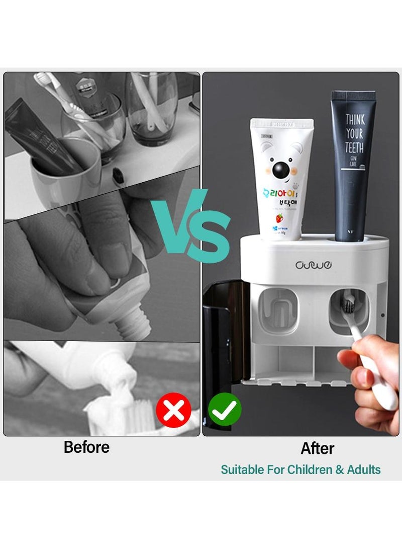Al Kanzi Toothbrush Holder Wall Mounted,Automatic Toothpaste Dispenser Toothbrush Organizer With Dustproof Cover,With 4 Toothbrush Slots, 1 electric toothbrush slot，2 Toothpaste Squeezers(No Drill)  - Image 4