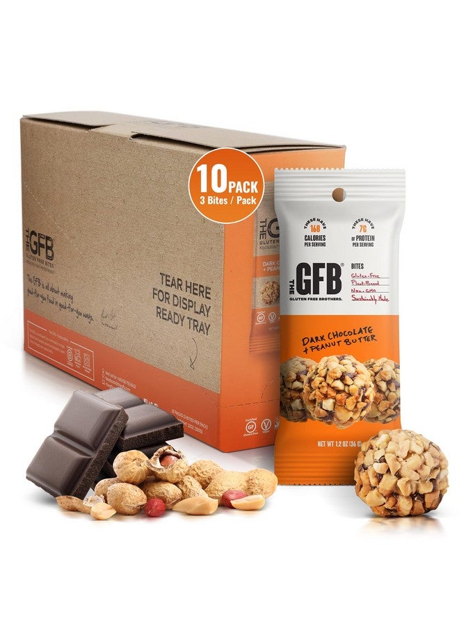 The GFB The Gluten Free Brothers Dark Chocolate Peanut Butter Bites Gluten Free Protein Balls Non Gmo Soy Free Vegan Snack Size Plant Based Protein Energy Balls 1.2 Oz (10 Count) - Image 1