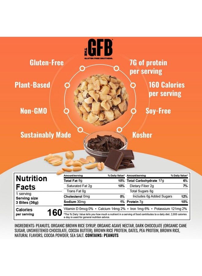The GFB The Gluten Free Brothers Dark Chocolate Peanut Butter Bites Gluten Free Protein Balls Non Gmo Soy Free Vegan Snack Size Plant Based Protein Energy Balls 1.2 Oz (10 Count) - Image 2