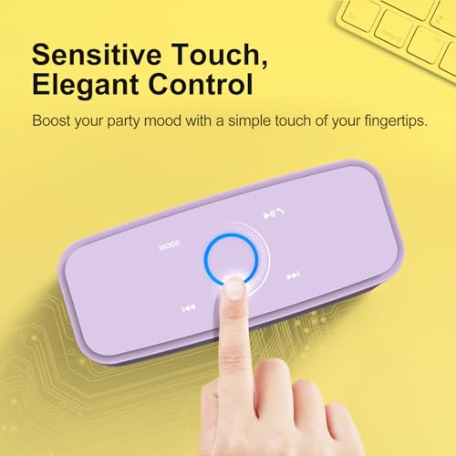 DOSS SoundBox Touch Wireless Bluetooth Speaker-12W HD Sound with Rich Bass, IPX5 Waterproof, 20H Playtime, Ideal Christmas & White Elephant Gift for Men, Women, Teens, Office, Home, Travel-Purple - Image 3